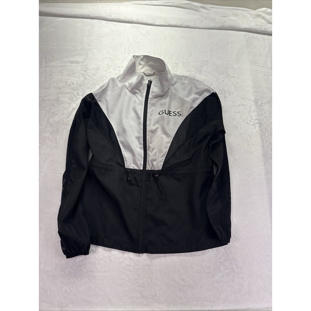 GUESS Women Windbreaker Size S- Lightweight, Black and White, Full Zip